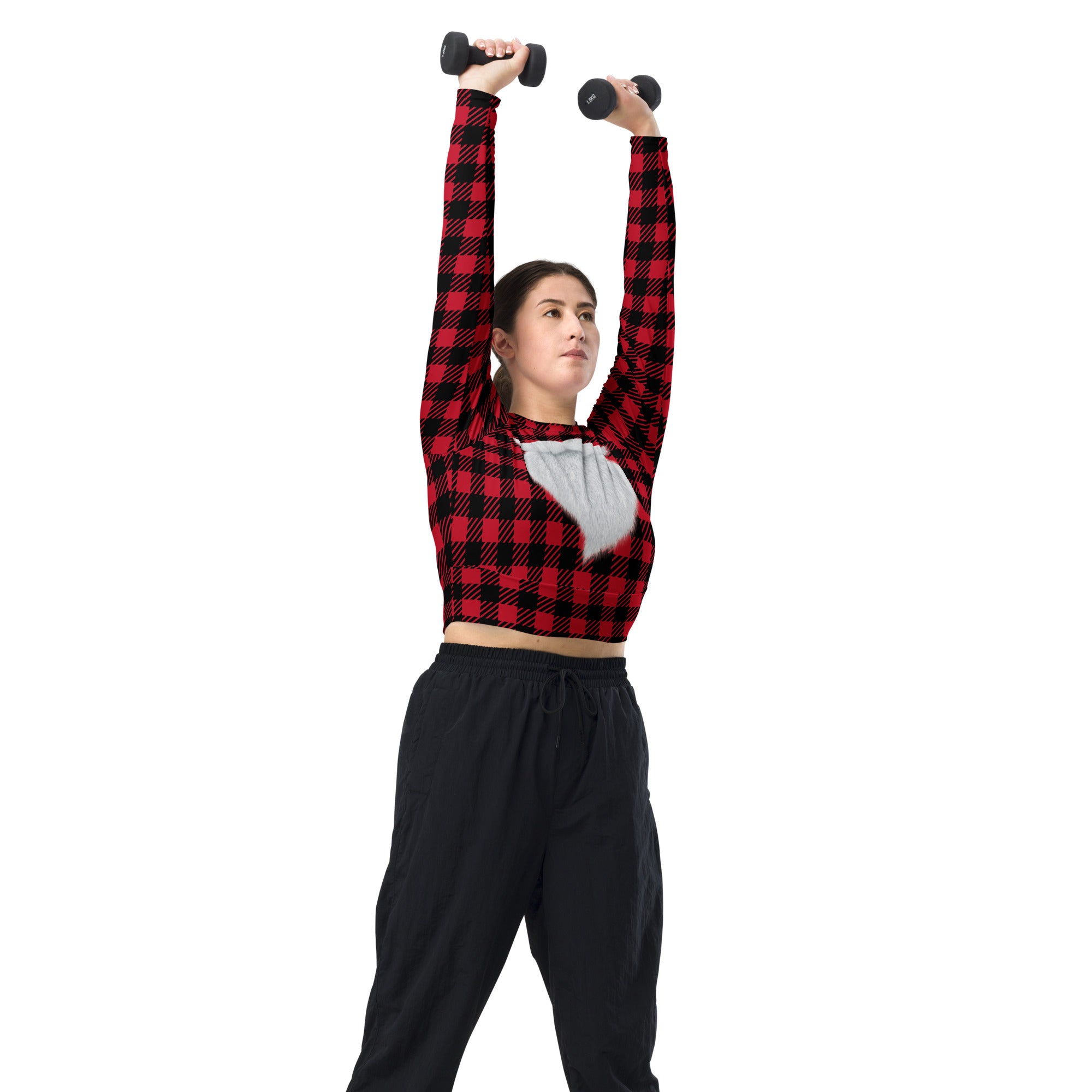 Girls' Christmas Cropped Top. Not-a-PJ Plaid Christmas Streetwear or Activewear. WickedYo.